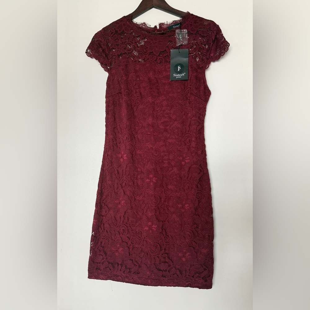 Sisters Point Burgundy Lace Dress (NEW)